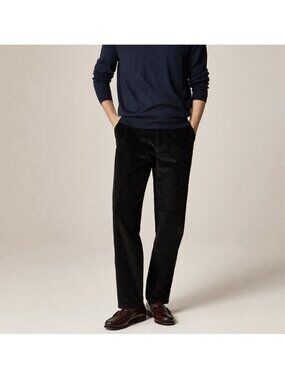 J.CREW Classic Corduroy 10-Wale Straight Black Trouser 33x32 Vintage Insp. NWT